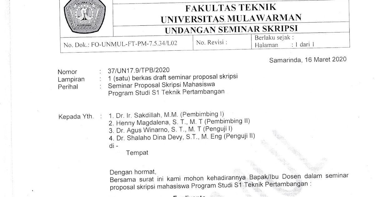 Seminar Proposal Ferdiyanto1309055040 Rabu 18 Maret 2020 S1 Teknik Pertambangan Universitas Mulawarman