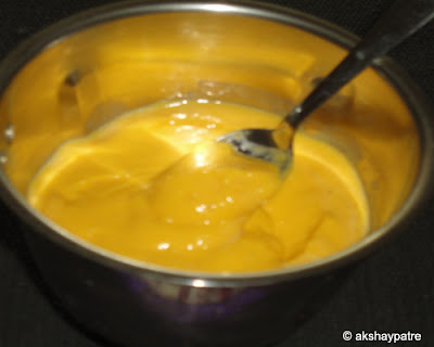 whipped milk and mango mixture