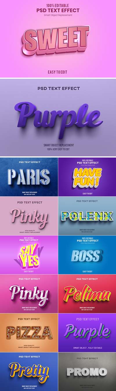 Top 14 3D Text Effect PSD Mockups Bundle