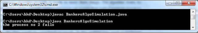 Output of banker's algorithm Output of banker's algorithm