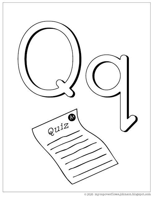 Q is for quiz coloring page