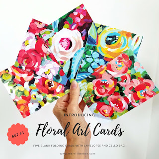 A set of five joy-filled floral art cards, featuring your favorite floral minis by artist, Merrill Weber A set of five joy-filled floral art cards, featuring your favorite floral minis by artist, Merrill Weber