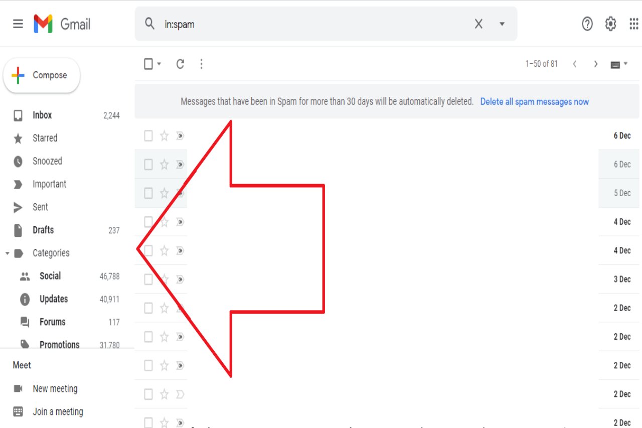how to find spam folder in gmail