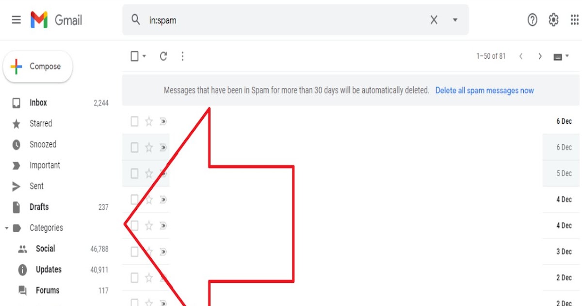 Gmail junk mail folder hyperts