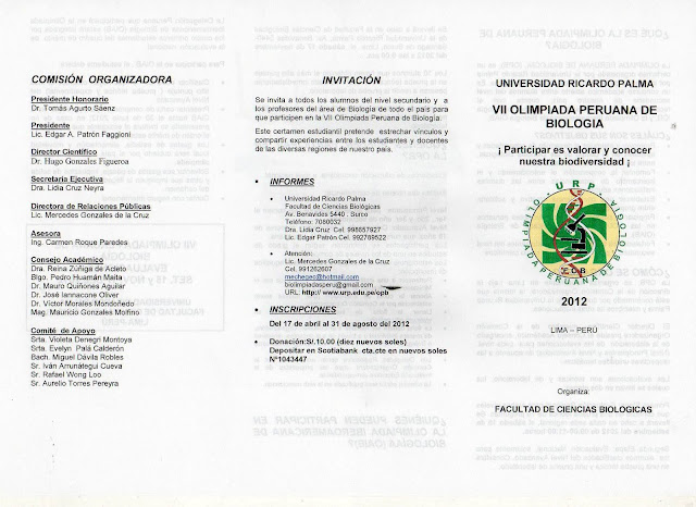 VII OLIMPIADA PERUANA DE BIOLOGIA  O.P.B. 2012