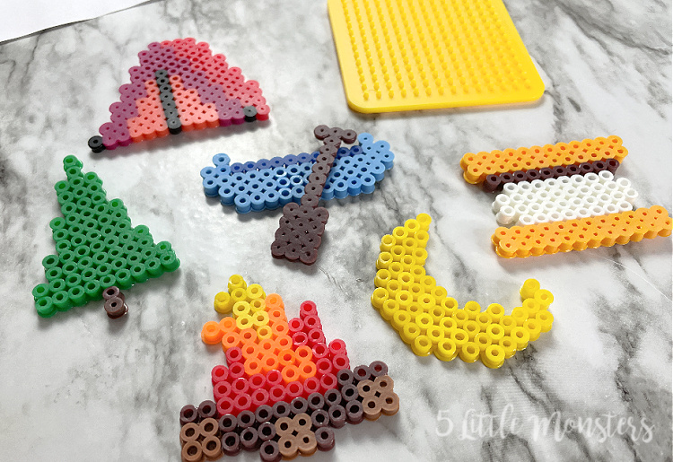 5 Little Monsters: Camping Perler Bead Designs