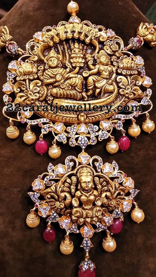 Lord Krishna Lakshmi Pendant Jewellery Designs