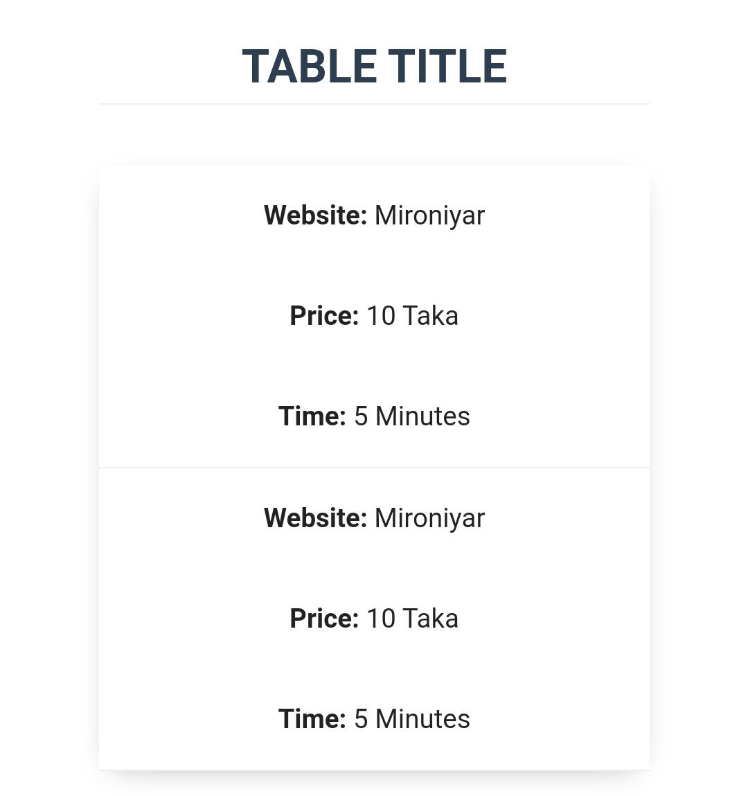 Table CSS for Blogger