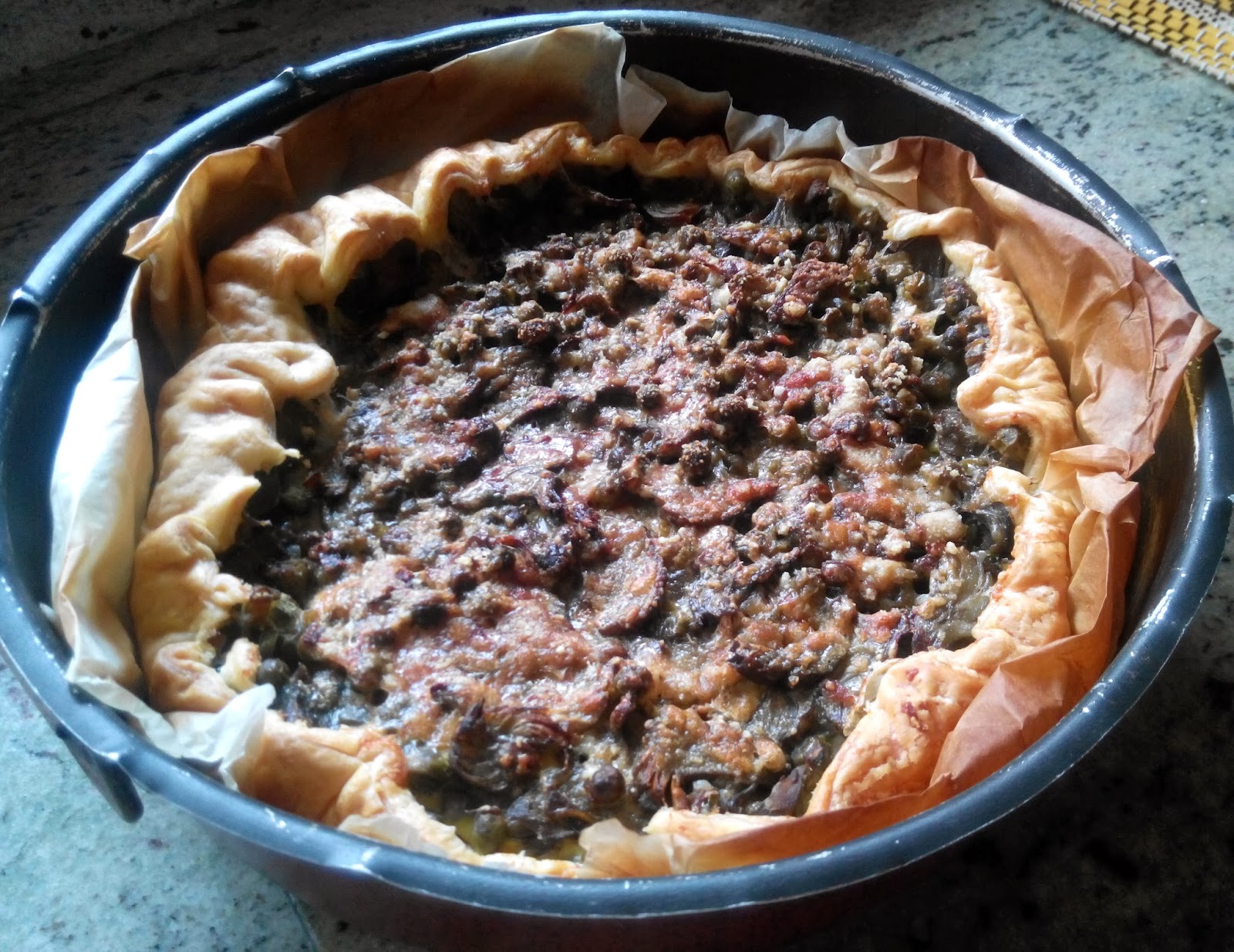 tortino di pasta sfoglia e carciofi