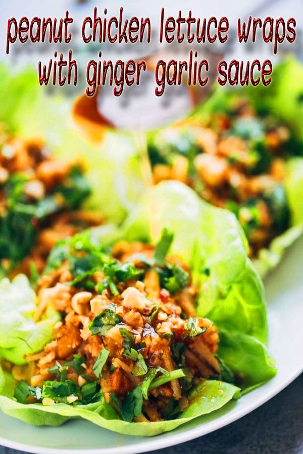 peanut chicken lettuce wraps with ginger garlic sauce - Masakan Ibu