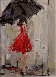 rain dancing kathryn trotter morris umbrella paintings