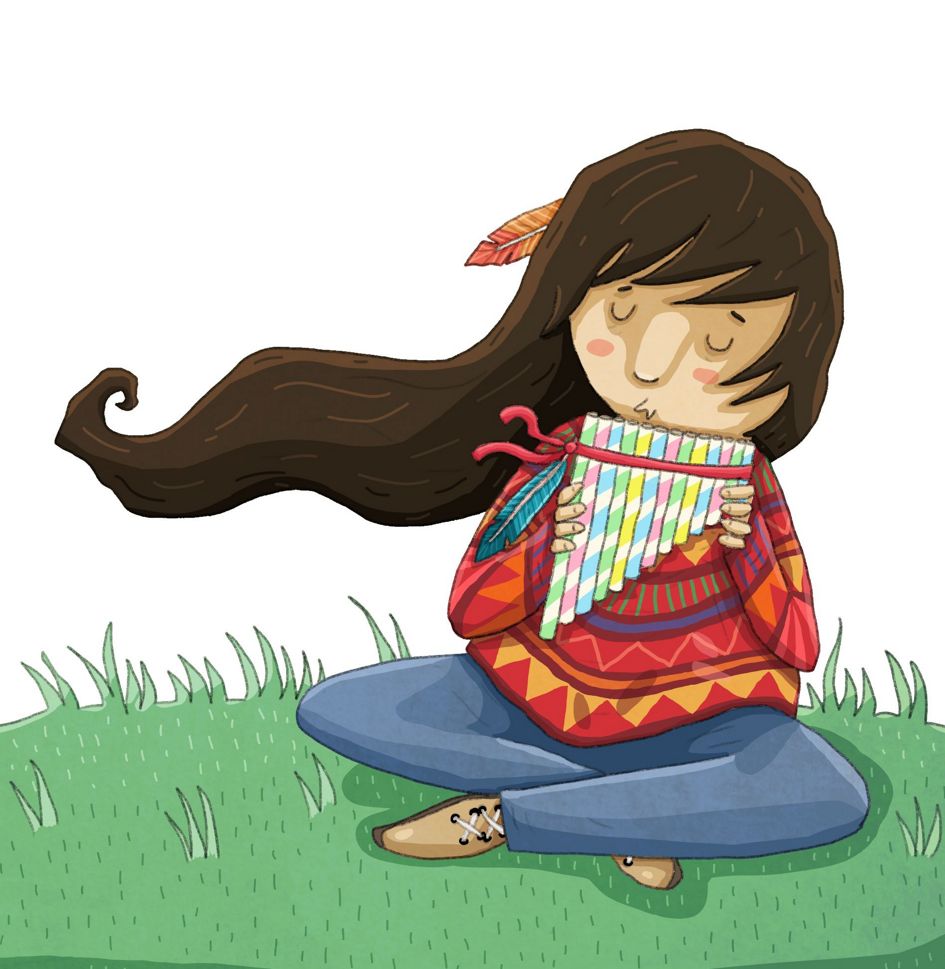 Illustration jeunesse, Anne Derenne La flûte de pan