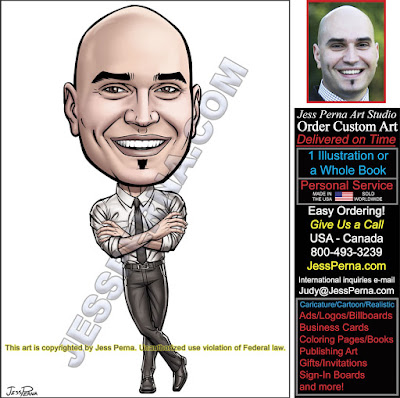 Leaning Real Estate Wearing Tie Caricature Ad
