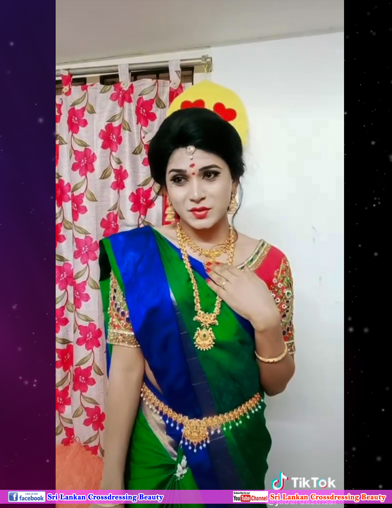 Sri Lankan Crossdressing beauty Boy in Saree │In Tik Tok │Photo Collection