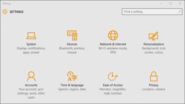 Windows 10 Control Panel ScreenShot Windows 10 Control Panel ScreenShot