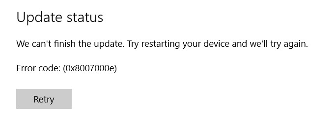 Nikki s Lunch Windows Server 2016 Update Error 0x8007000e