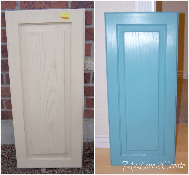 cupboard door before and painted
