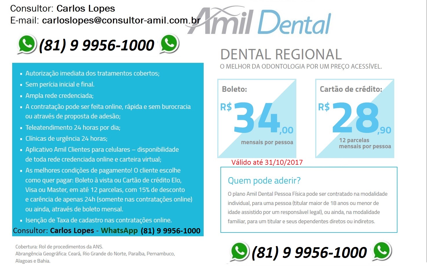 Amil Dental Regional NE Vendas (81) 999561000
