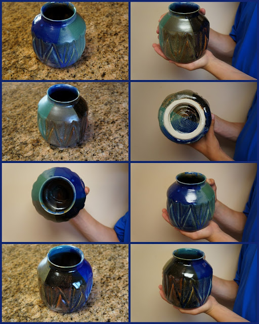 Colorful glazed pottery ceramic vase.