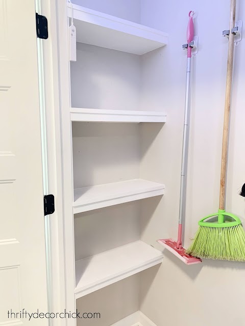 DIY shelves dead space at end of closet