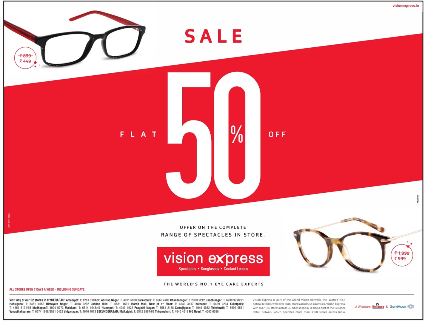 Flat 50 on Vision Express June 2017 Discount Offers
