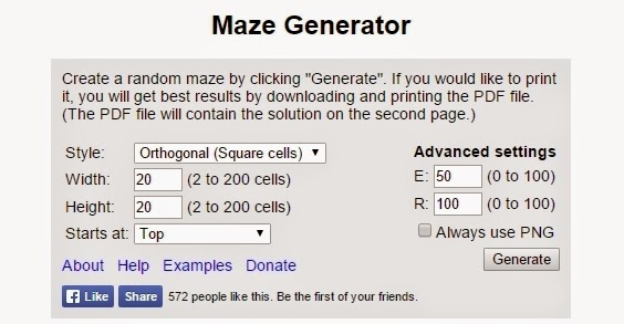 Narzędzia i aplikacje internetowe: Generator labiryntów