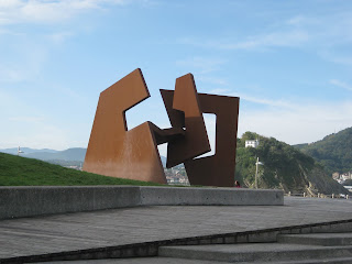 San Sebastian - The "Construcción Vacía' (Empty Construction) sculpture by Jorge Oteiza at the base of Monte Urgull