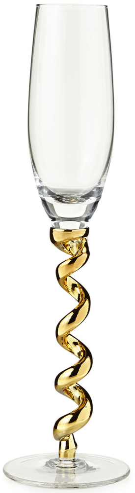 Qualia Glass Twist Flutes, Set of 4 gold