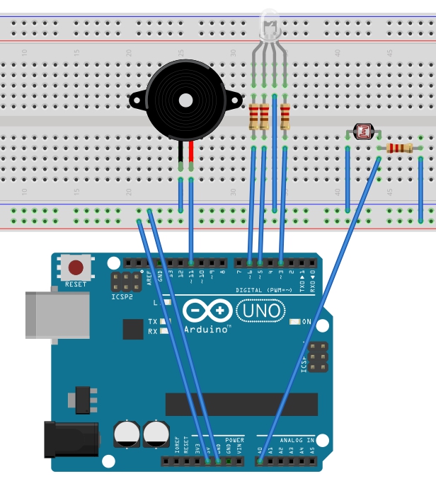 Whitelist 10 Arduino sensing light with a Photoresistor