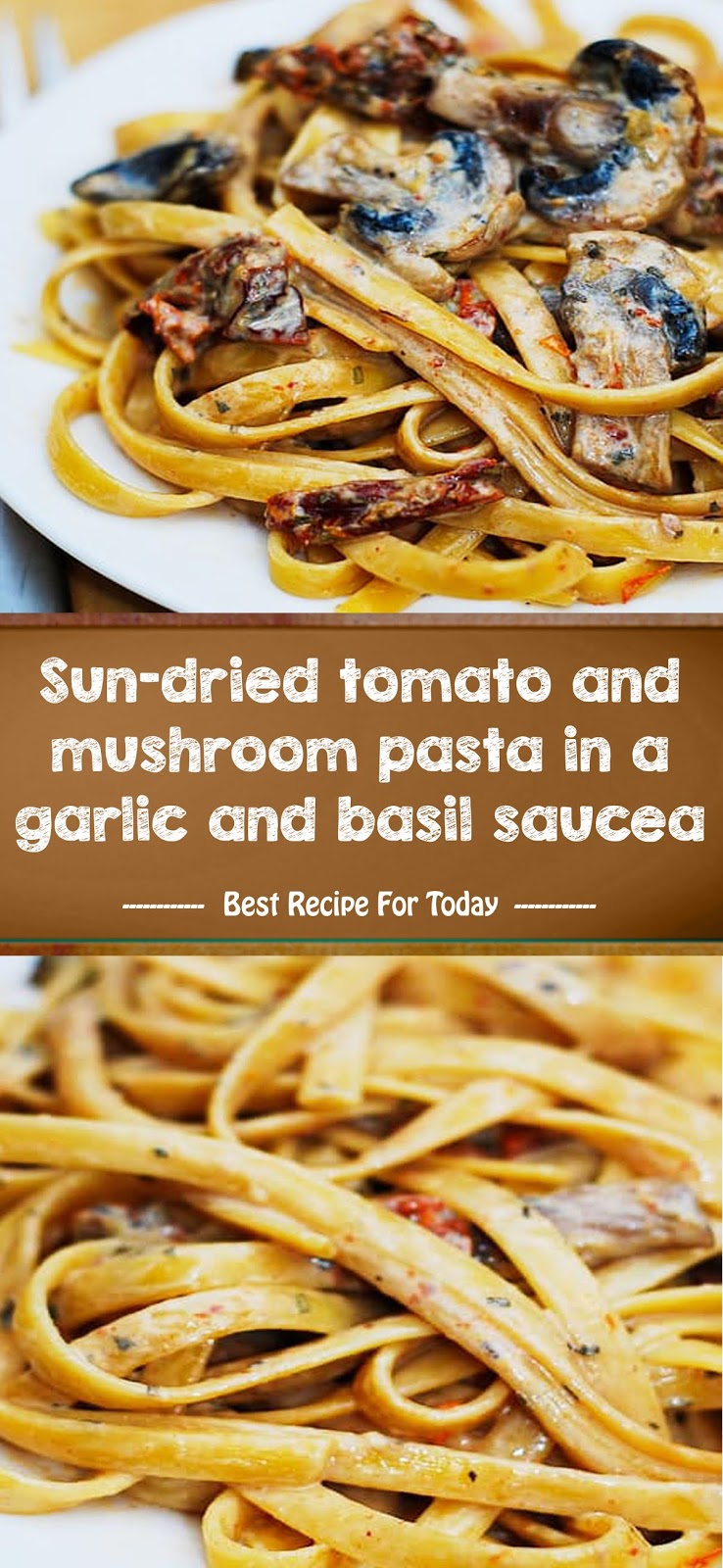 Sundried tomato and mushroom pasta in a garlic and basil sauce Jolly