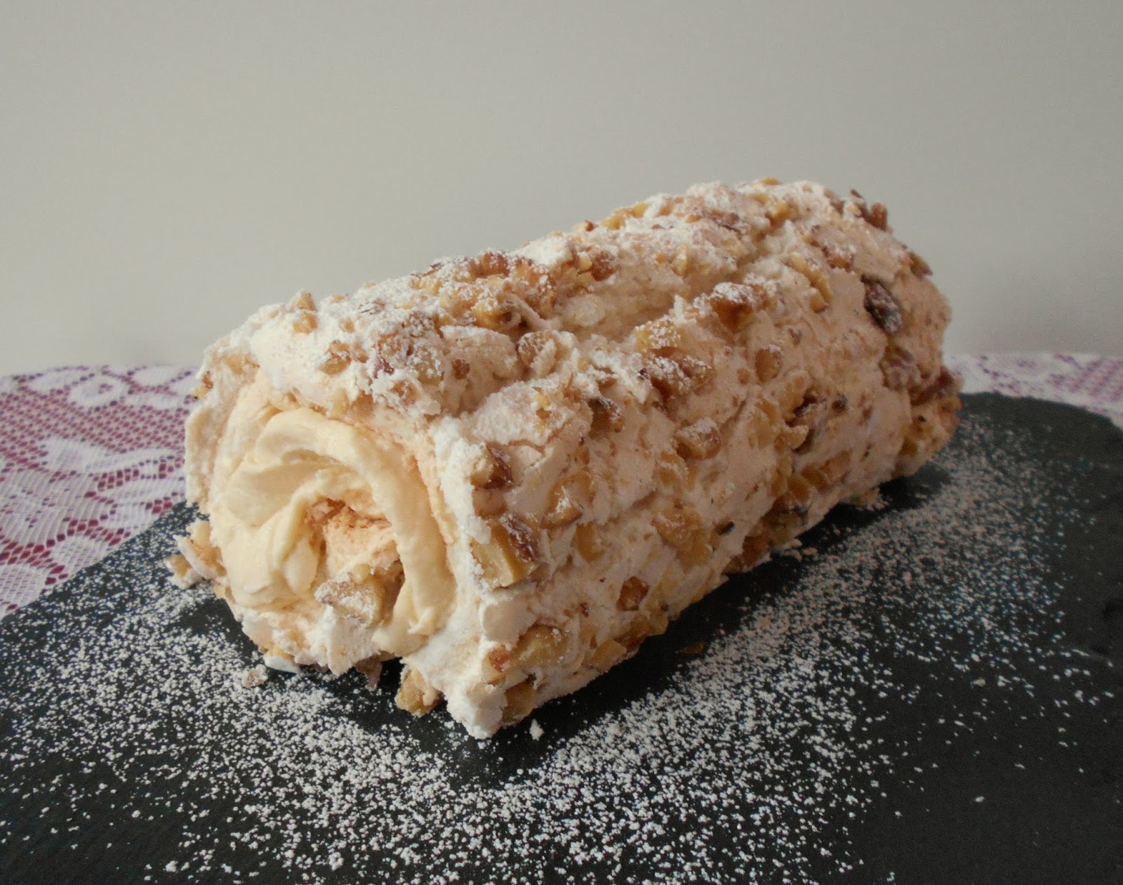 Sticky Toffee Meringue Roulade