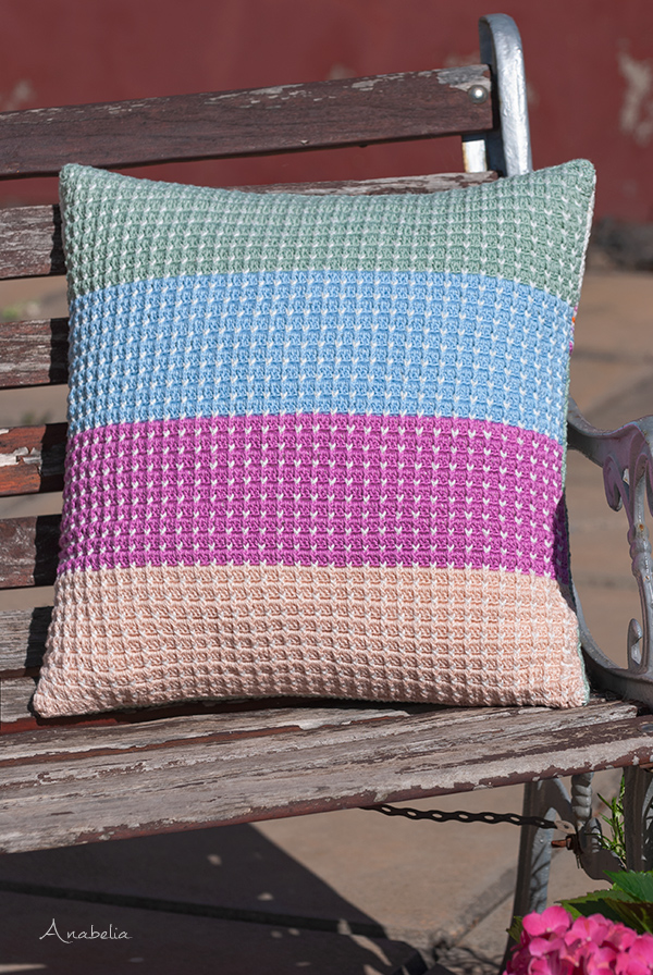 Reversible crochet pillow, cable chessboard stitch, by Anabelia Craft Design Reversible crochet pillow, cable chessboard stitch, by Anabelia Craft Design