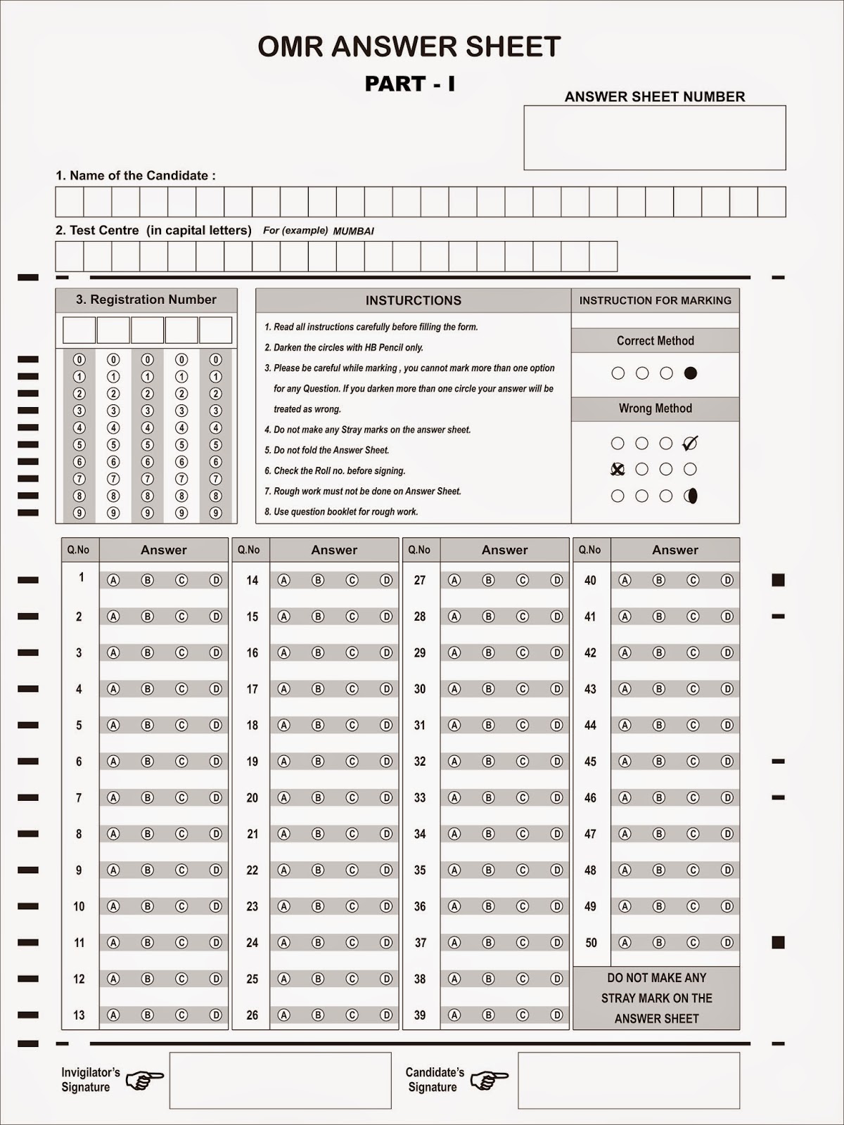 IIT JEE MATHEMATICS OMR Sheet iit-jee-mathematics-omr-sheet