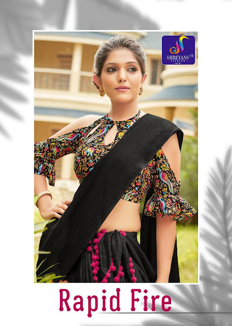 RAPID FIRE LENIN COTTON PUM PUM BORDER SAREE WITH KALAMKARI PRINTED BLOUSE RAPID FIRE LENIN COTTON PUM PUM BORDER SAREE WITH KALAMKARI PRINTED BLOUSE
