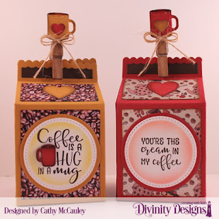 Stamp/Die Duo:  Hug in a Mug Paper Collection:  Latte Love Custom Dies:  Milk Carton Holder, Milk Carton with Layers, Coffee Heartbeat,  Mini Cups & Mugs, Layering Hearts, Pierced Circles, Circles, Ornate Ovals