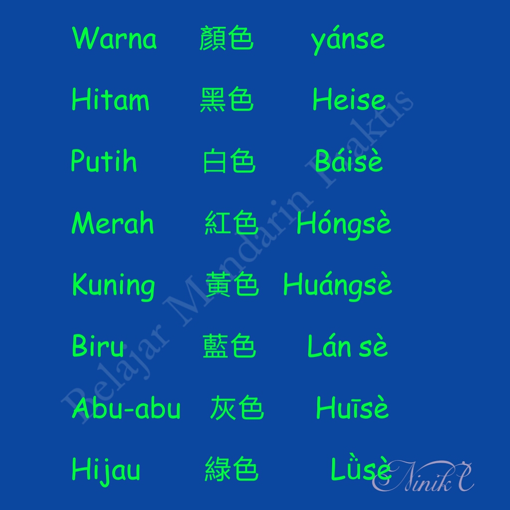 Mengenal Warna Dalam Bahasa Mandarin BELAJAR MANDARIN