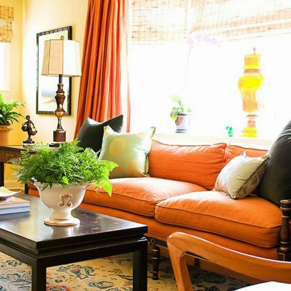 Modern orange color in the living room?
