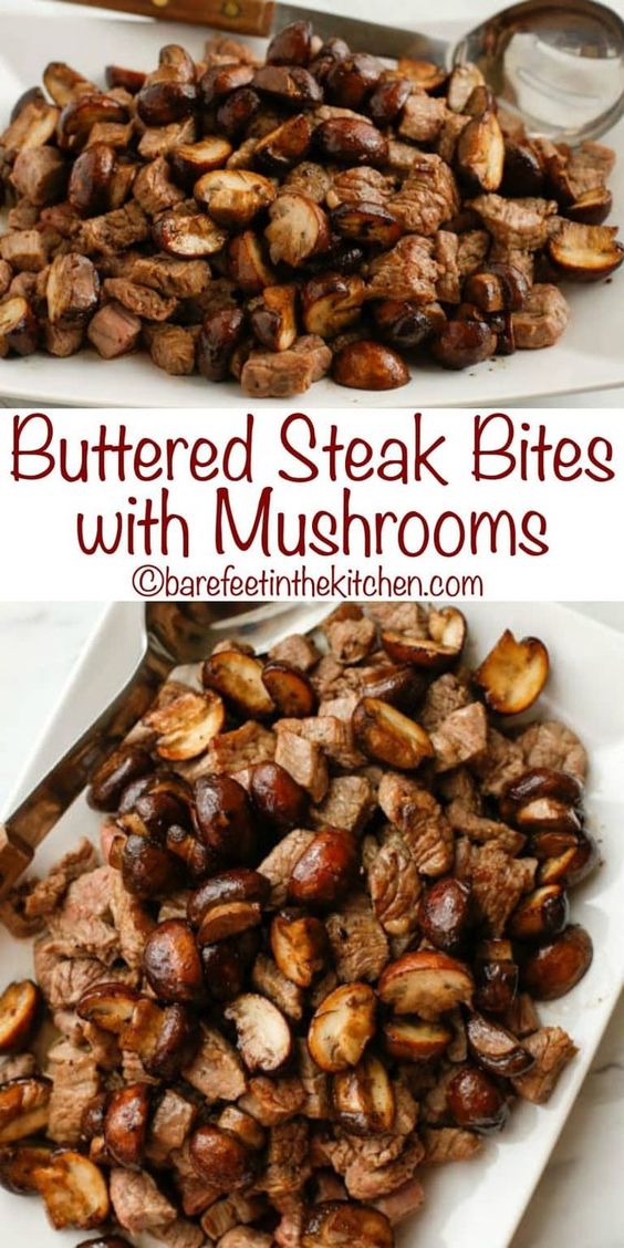 Buttered Steak Bites with Mushrooms - MarietteGauthier