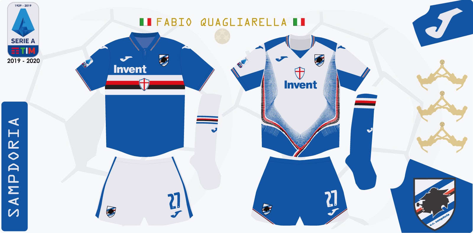 Vuelo textura Voluntario Design Futbol Kits: Sampdoria 2019 - 2020 (Serie A)