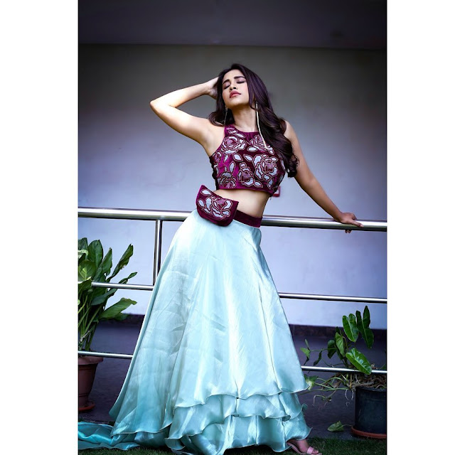 Nabha Natesh looks awesome in Violet Floral Top