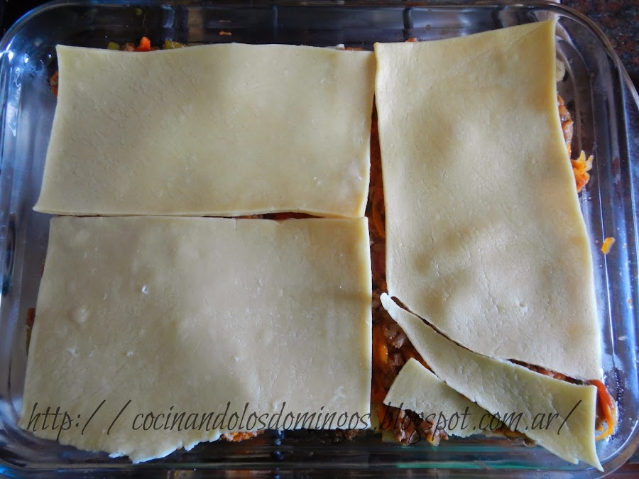 lasaña de carne y vegetales