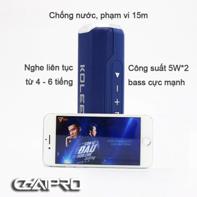 Loa Bluetooth Koleer S218, Âm Thanh Chất Lượng, Hỗ Trợ Thẻ Nhớ, USB Thiết kế vỏ nhôm chắc chắn Bảo hành 6 Tháng