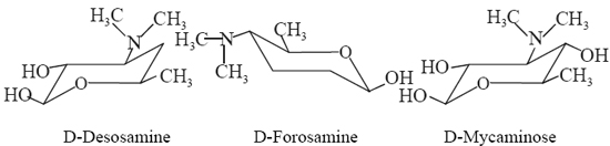 D-desosamine; D-forosamine; and D-mycaminose