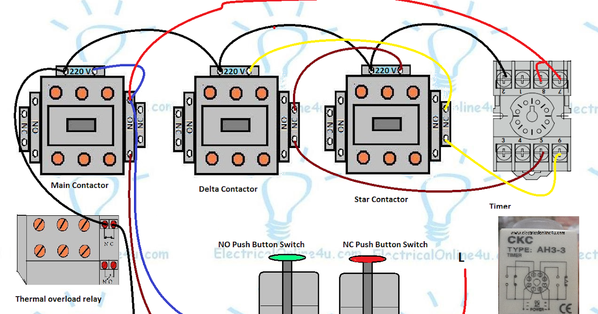 Star Delta Starter Control Circuit Diagram With Timer - Electricalonline4u