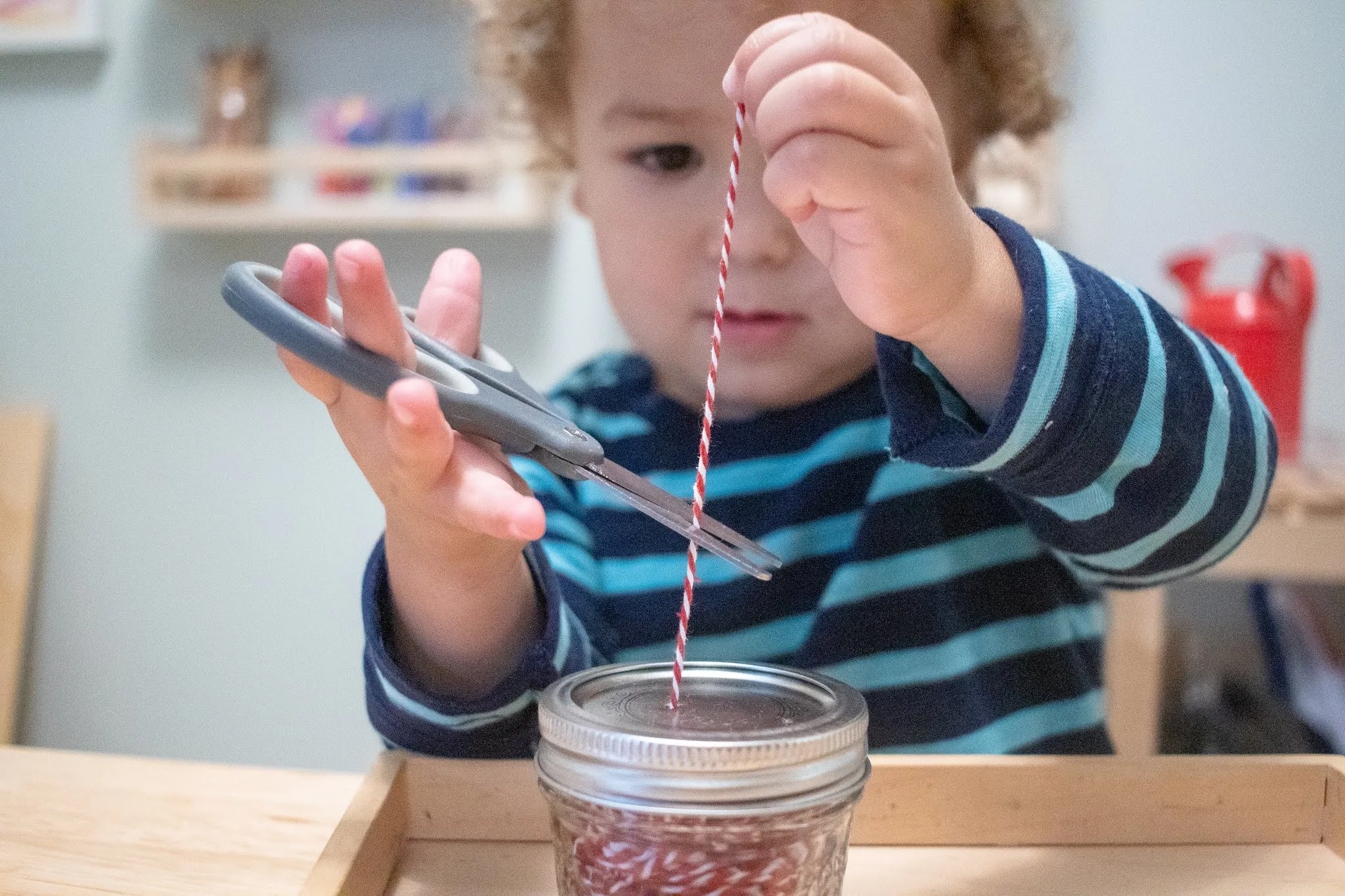 DIY Montessori Toddler Scissor Snipping Activity