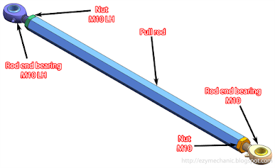 Hexgonal pull rod with both male rod end bearings