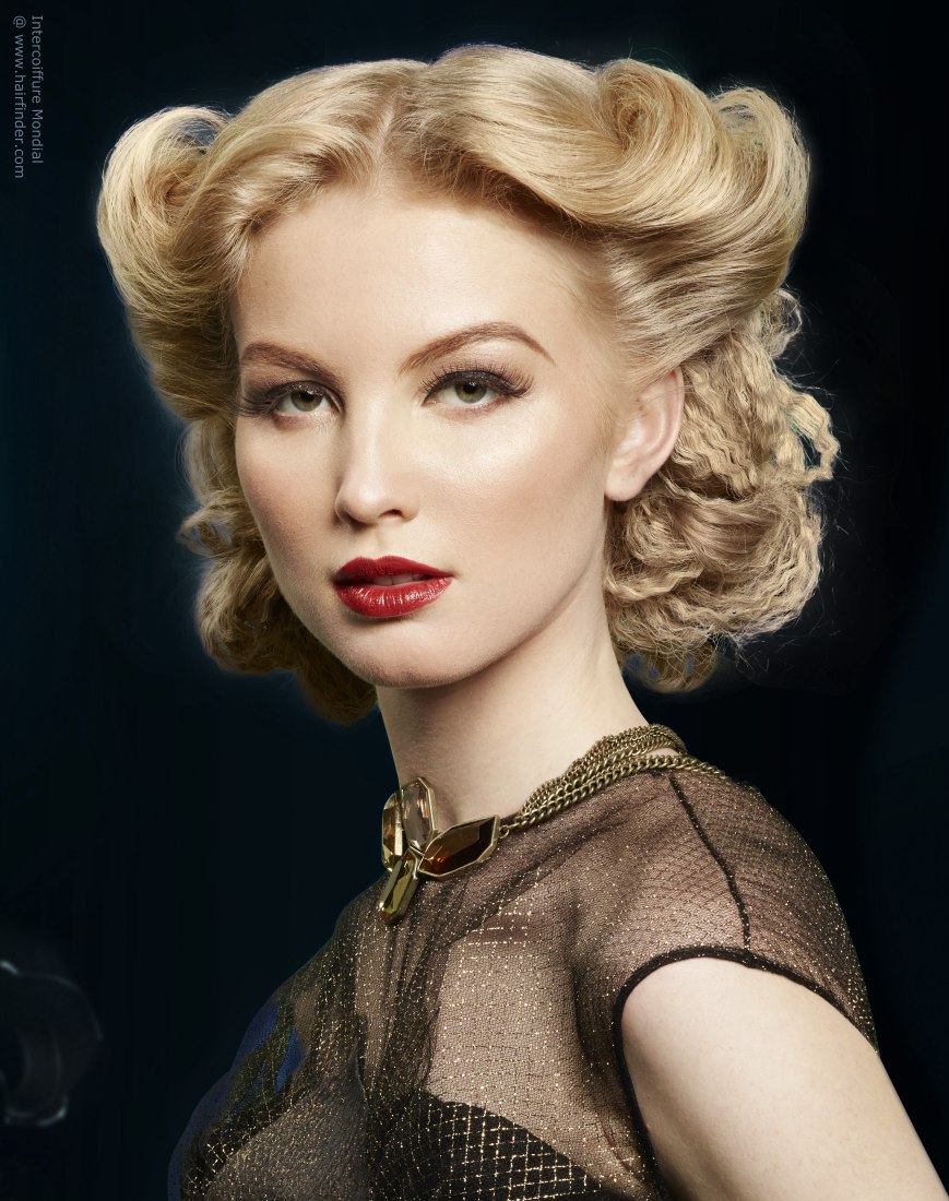 голливудская волна в стиле гэтсби. ретро прически на средние волосы. укладка в стиле ретро. бабетта стиляги. пенелопа крус прическа голливудская волна.