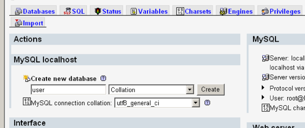 Create MySQL database