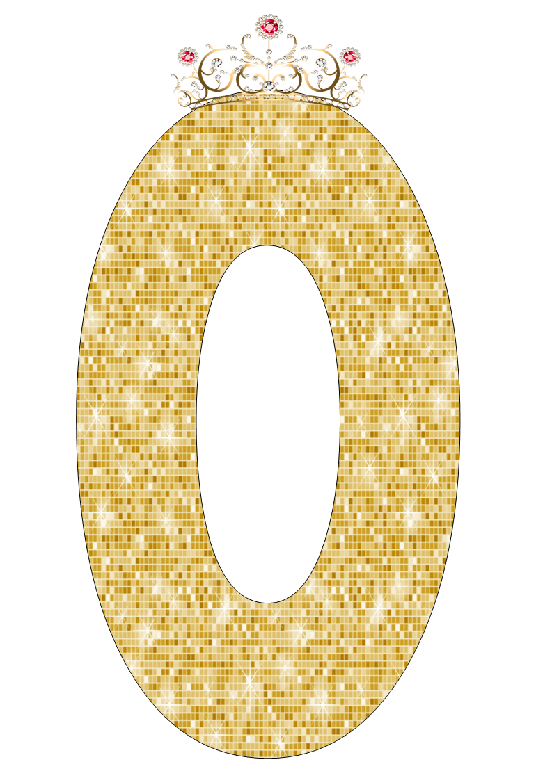 Abecedario de Corona con Fondo Dorado. Alphabet of Crown with Golden Background.