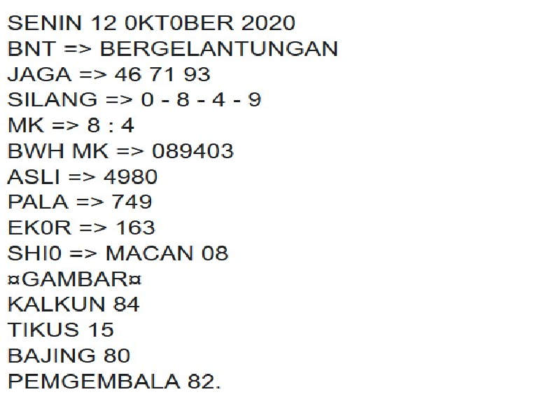 Oktober 2020 Pandawa Syair Sgp